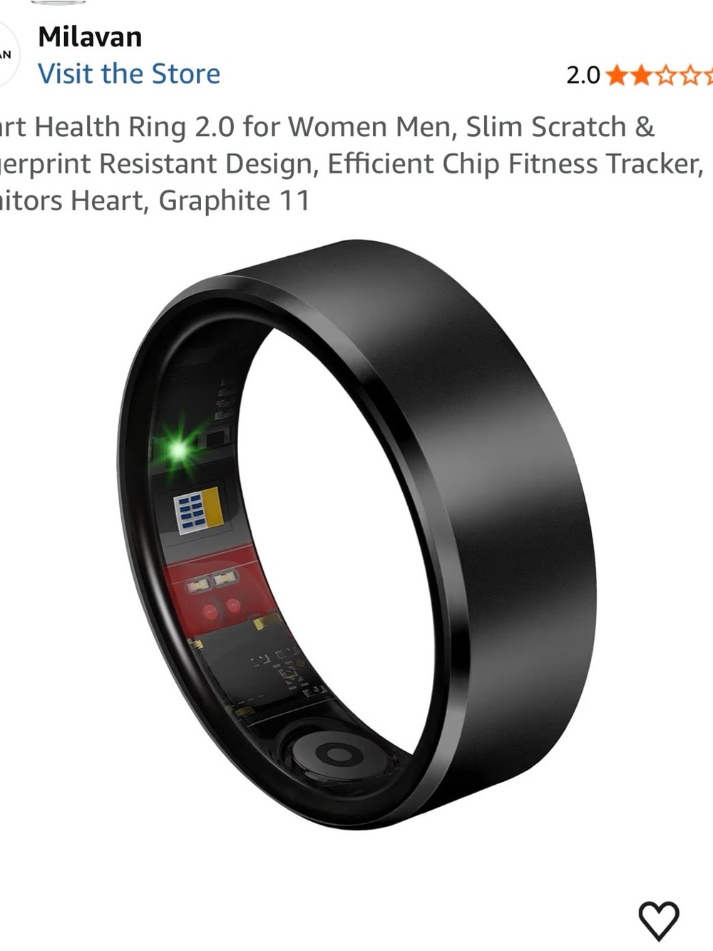 Graphite Smart Health Ring – Slim Black Fitness Tracker